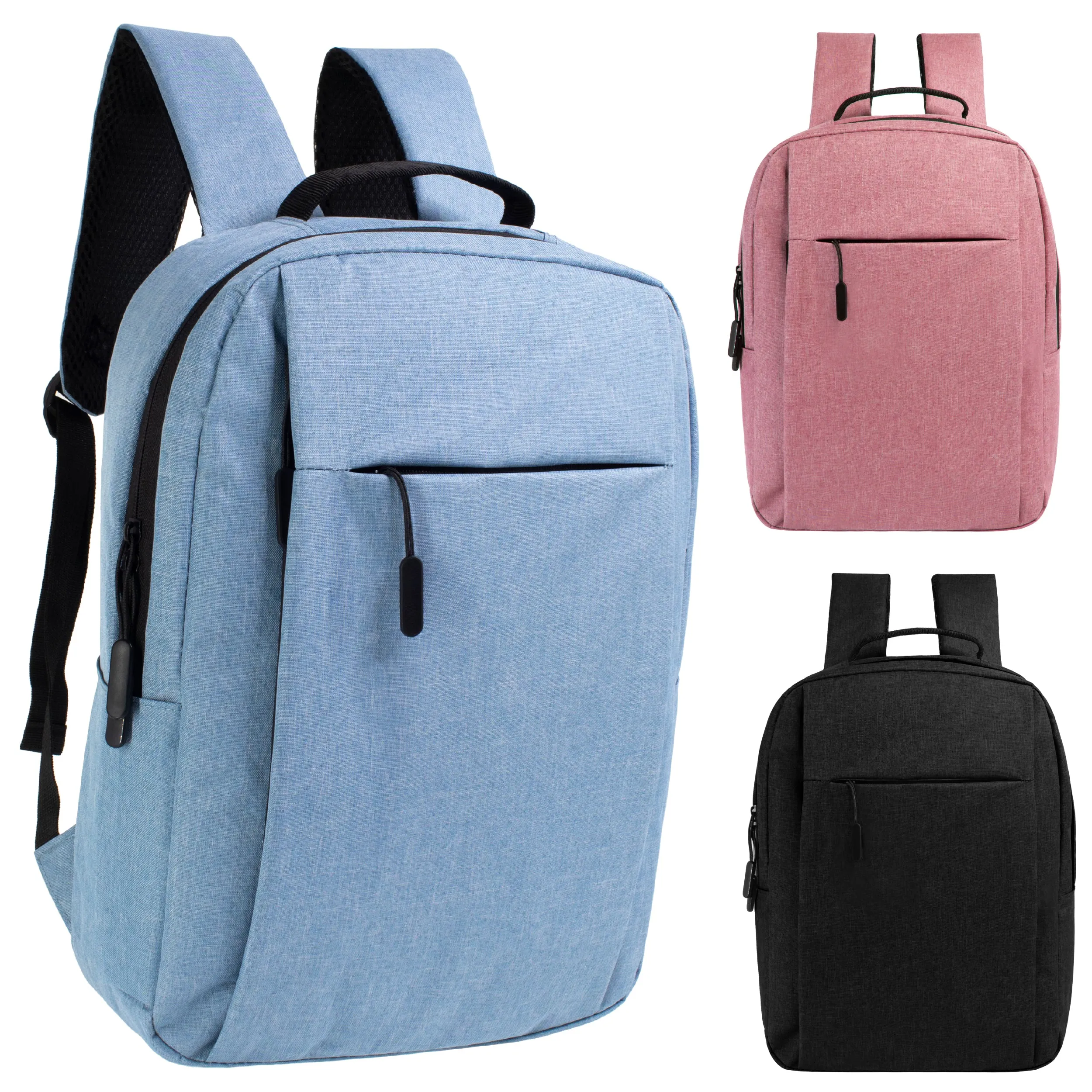 16" Wholesale Premium Backpacks in 3 Assorted Colors - Wholesale Bookbags Case of 24