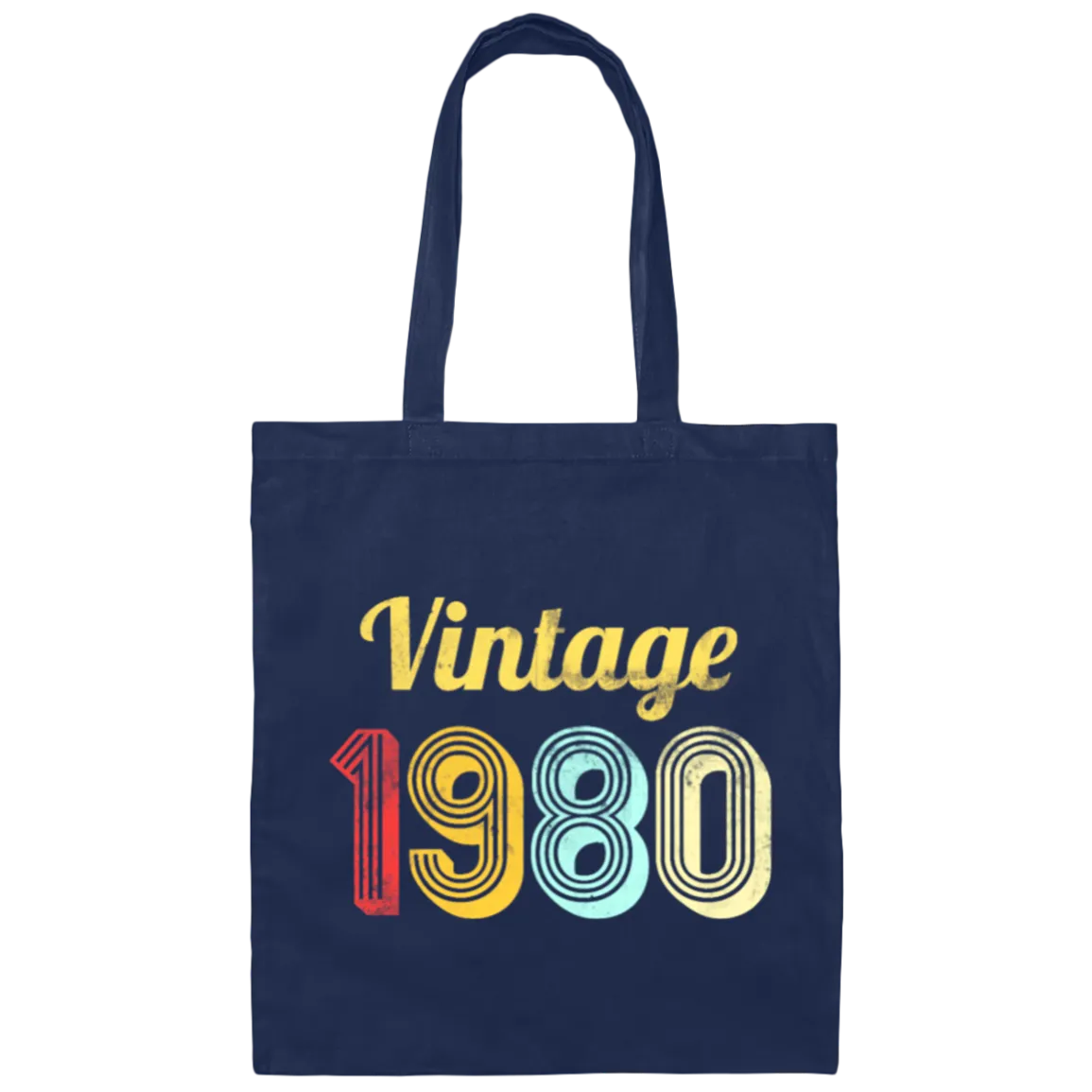 1980 Birthday, Vintage 1980 Birthday Canvas Tote Bag