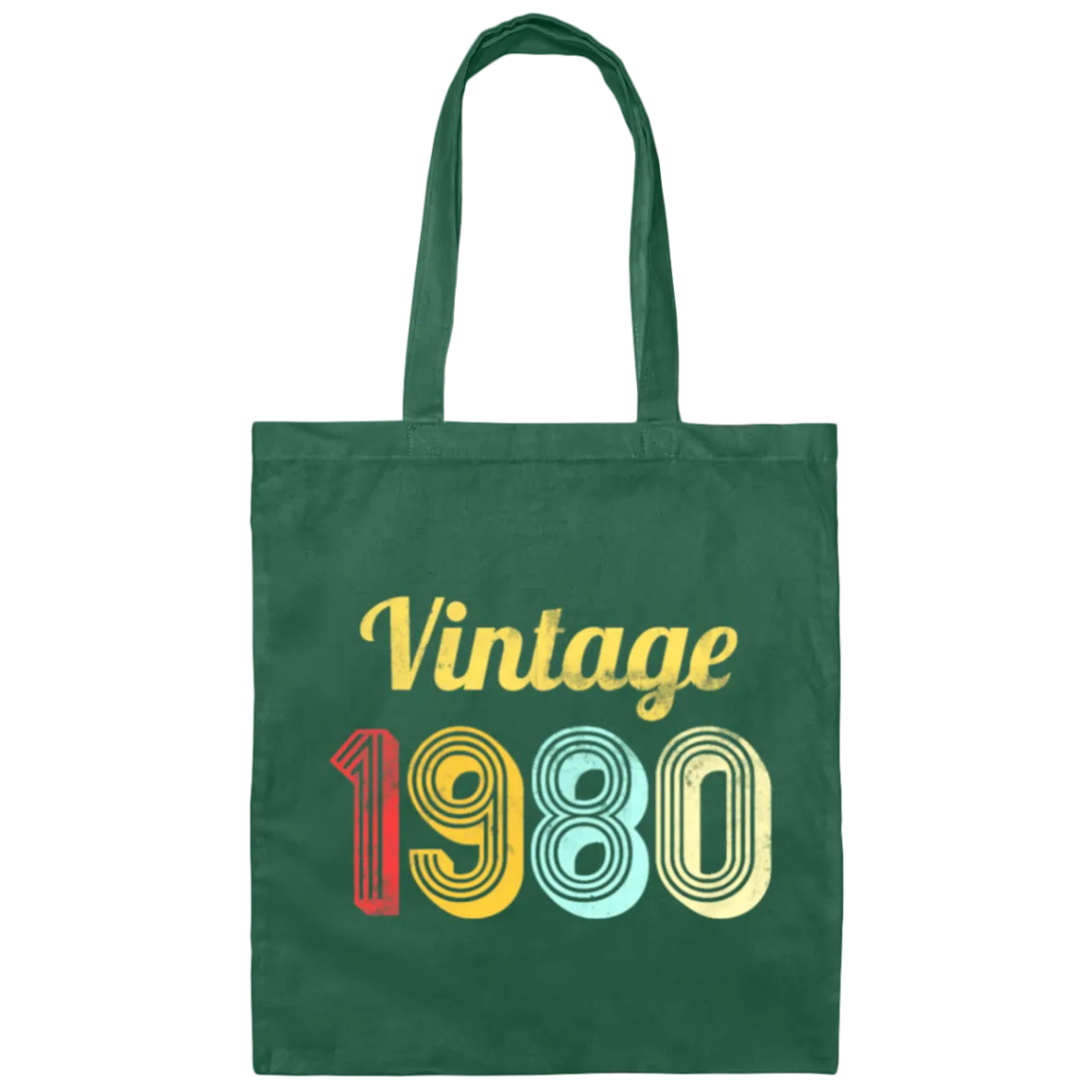 1980 Birthday, Vintage 1980 Birthday Canvas Tote Bag