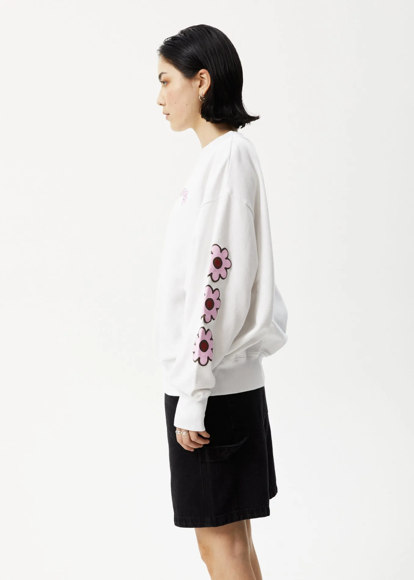 AFENDS Womens Flower - Crew Neck Jumper - White