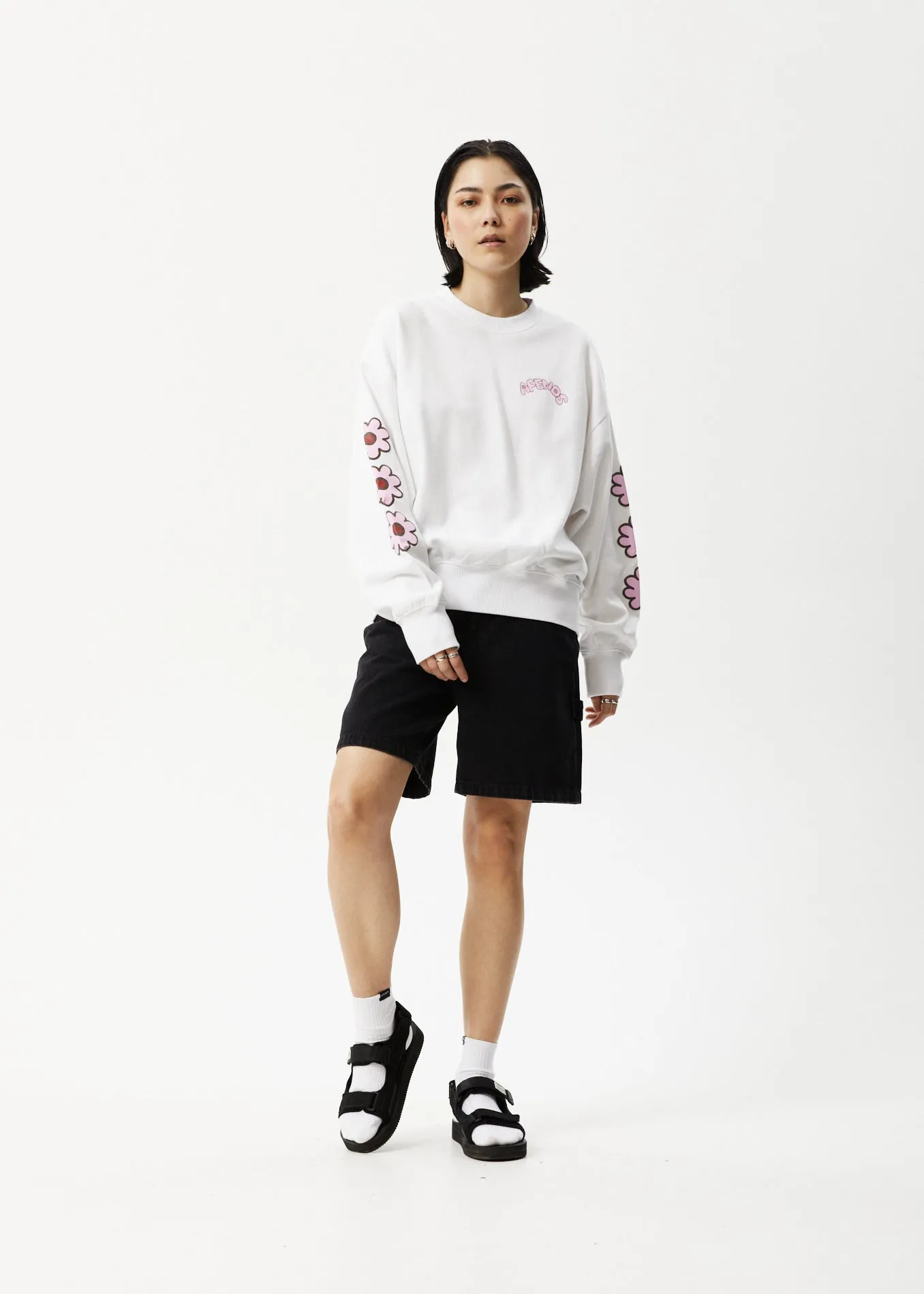 AFENDS Womens Flower - Crew Neck Jumper - White