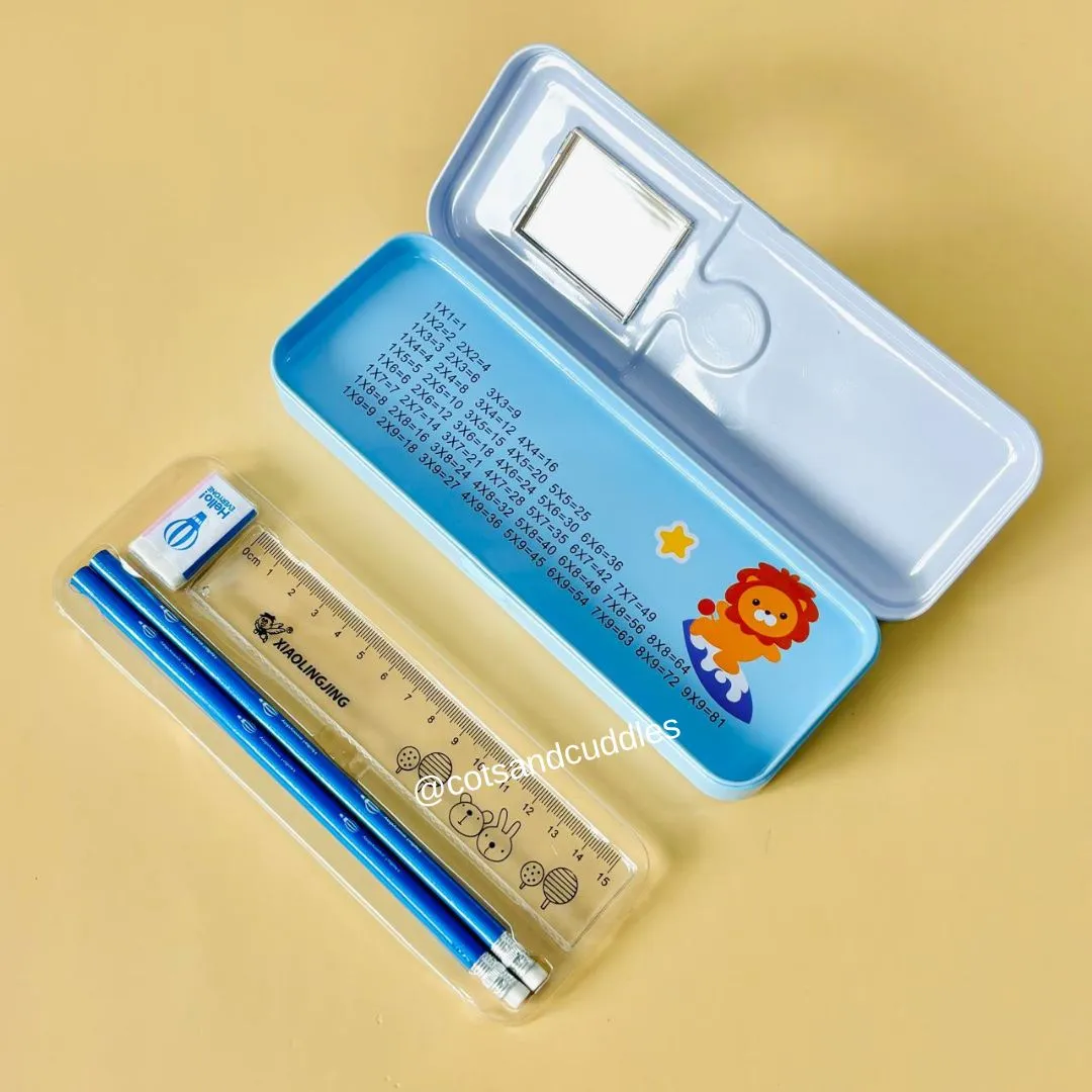 Animal Design Metal Pencil Case with Stationery