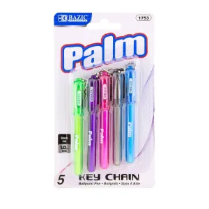 Bazic Palm Mini Ballpoint Pen with Key Ring 5pk