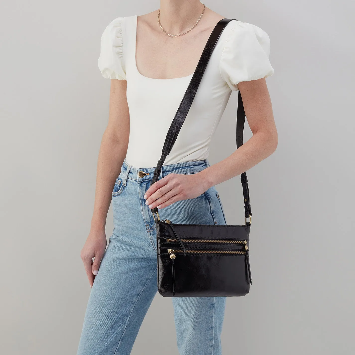 Billie Crossbody In Polished Leather - Sky Blue