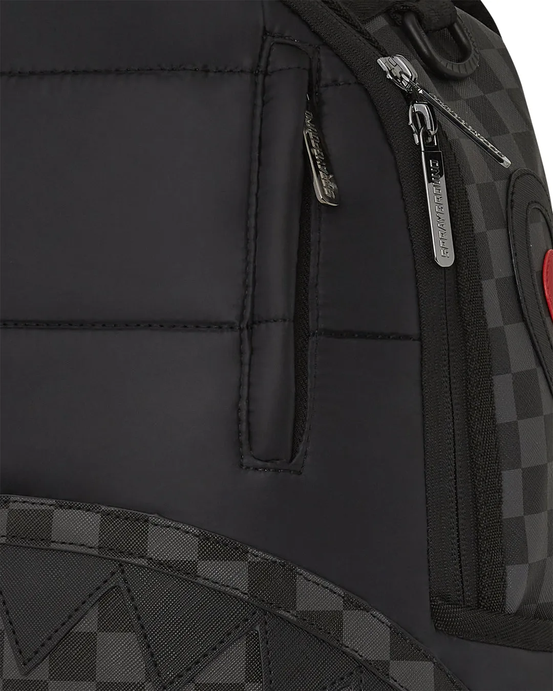 Black Puffer Grey Check Backpack