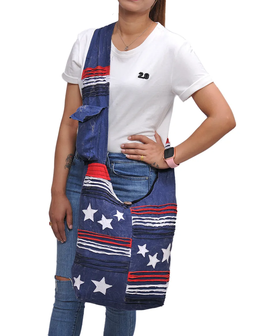 Blue Stars & Stripes Cross Body Hobo Bag