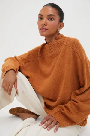 Camel Oversized Funnel Neck Sweater