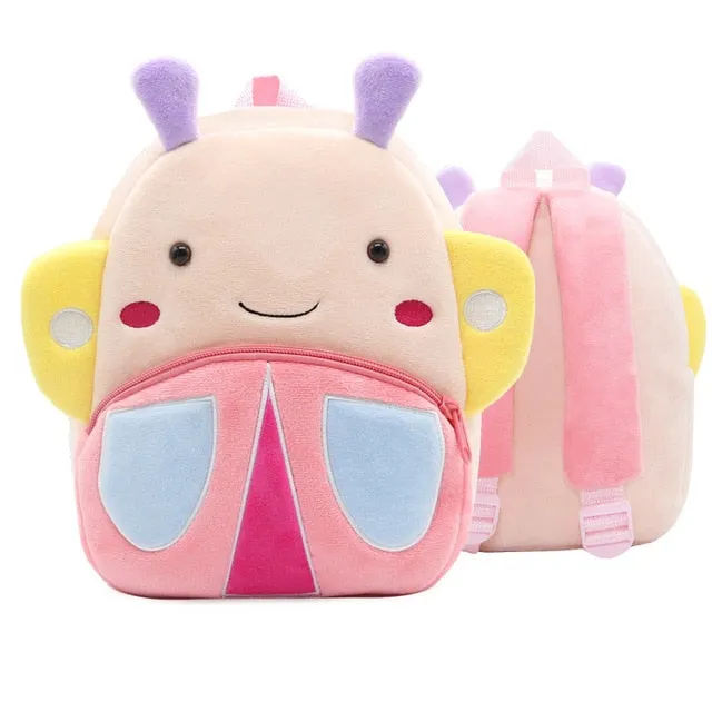 Children School Backpack Cartoon Rainbow Unicorn Soft Plush Material For Toddler