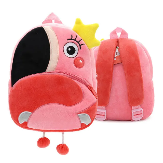 Children School Backpack Cartoon Rainbow Unicorn Soft Plush Material For Toddler