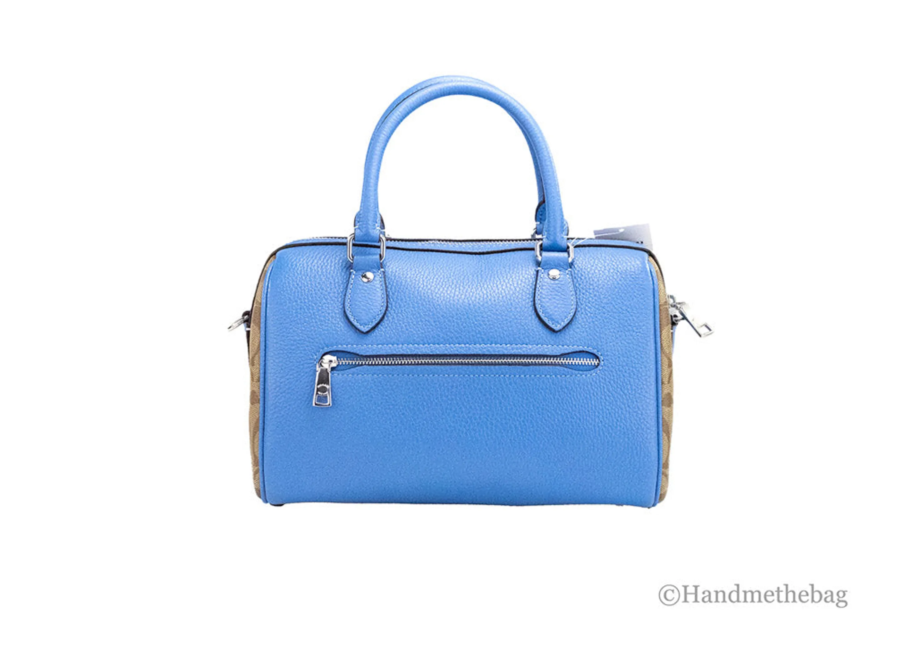 Coach Rowan Mixed Racer Blue Canvas Leather Colorblock Satchel