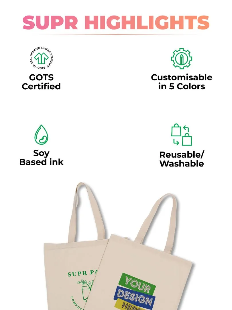 Custom Tote Bags. Organic, Washable & Reusable Tote Bag. MOQ: 10