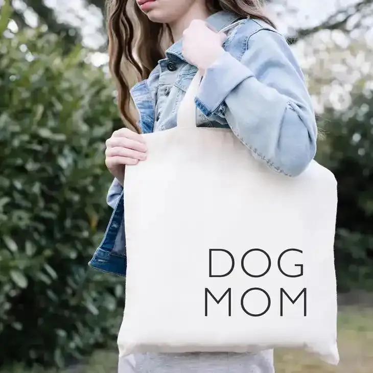 DOG MOM Canvas Tote Bag