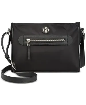 East West Giani Bernini Nylon Shoulder Bag, Black