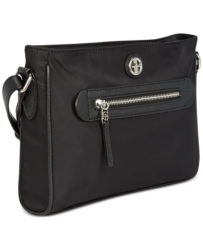 East West Giani Bernini Nylon Shoulder Bag, Black