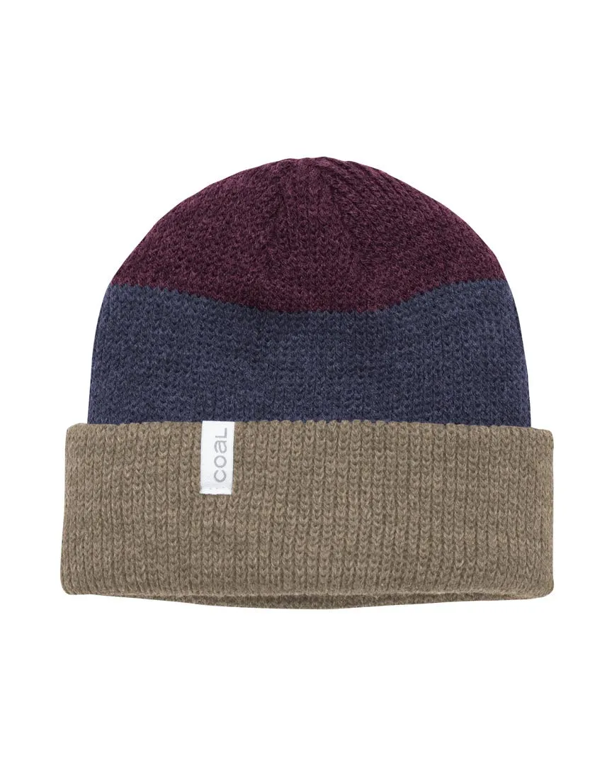 Frena Thick Knit Cuff Beanie - Dirt Brown Stripe