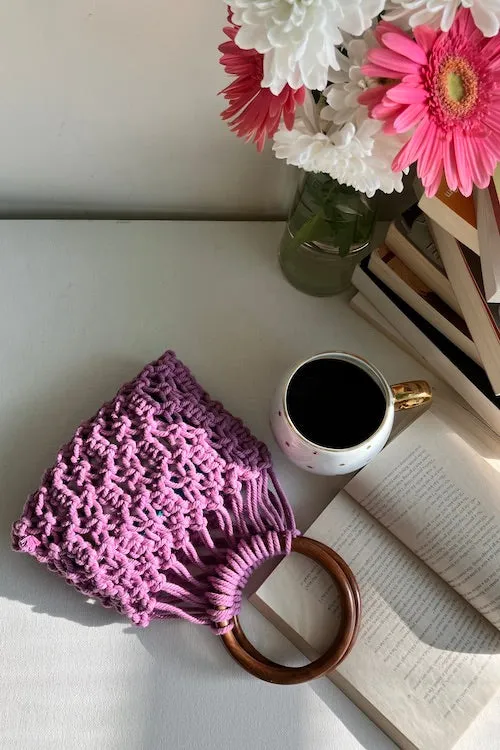 House Of Macrame "On-The-Go" Handbag - Magenta