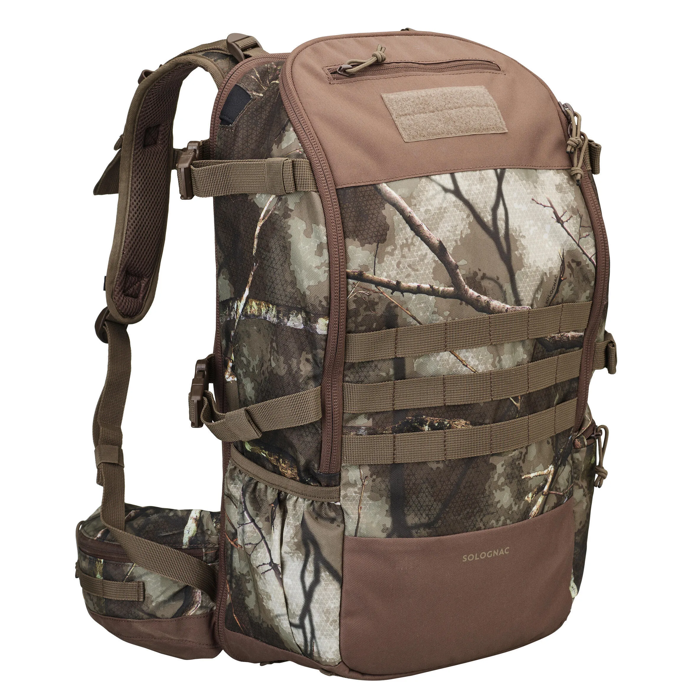 Hunting backpack TREEMETIC X-Access 45 L compact camouflage SOLOGNAC, khaki