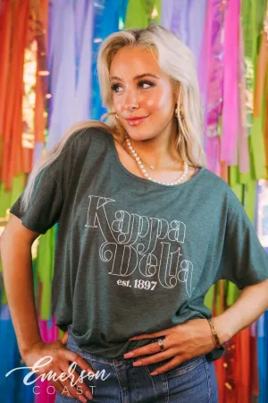 Kappa Delta Heather Green Recruitment Slouchy Tee