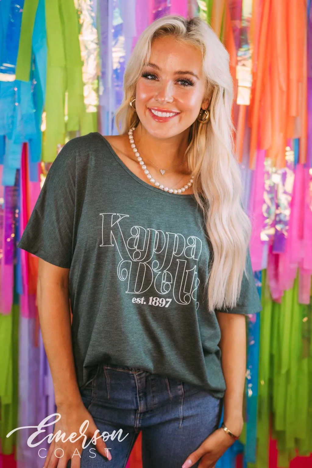 Kappa Delta Heather Green Recruitment Slouchy Tee