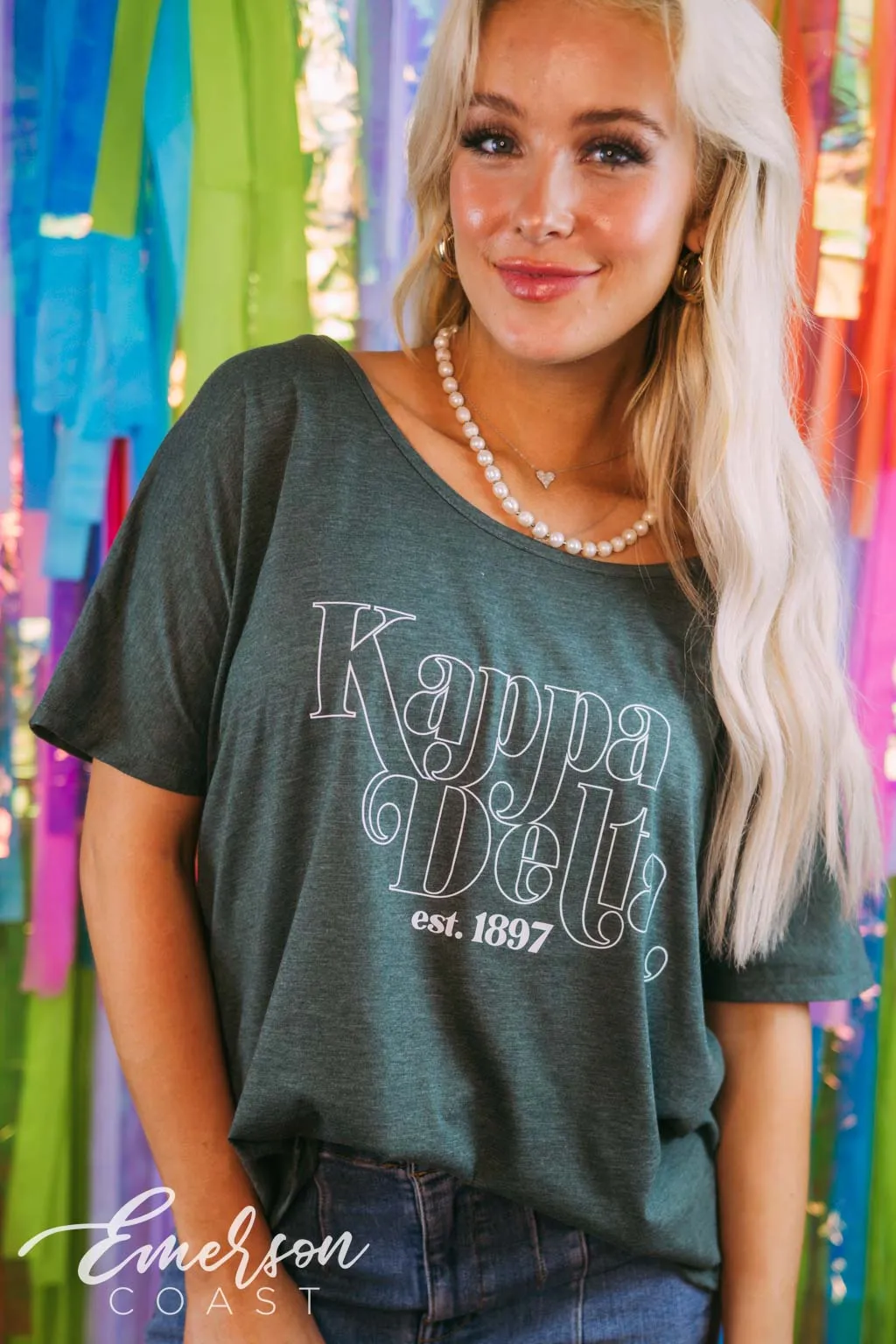 Kappa Delta Heather Green Recruitment Slouchy Tee