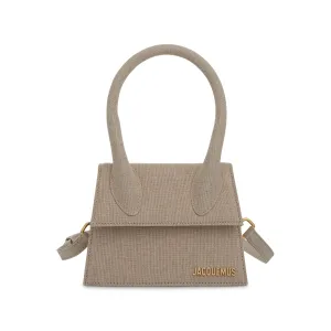 Le Chiquito Moyen Leather Bag in Light Grey