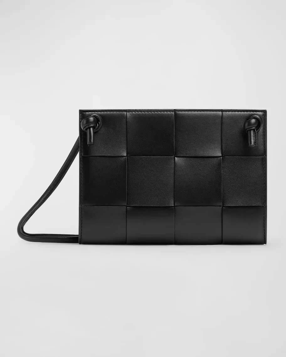 Leather shoulder bag Cassette Intreccio Bottega Veneta