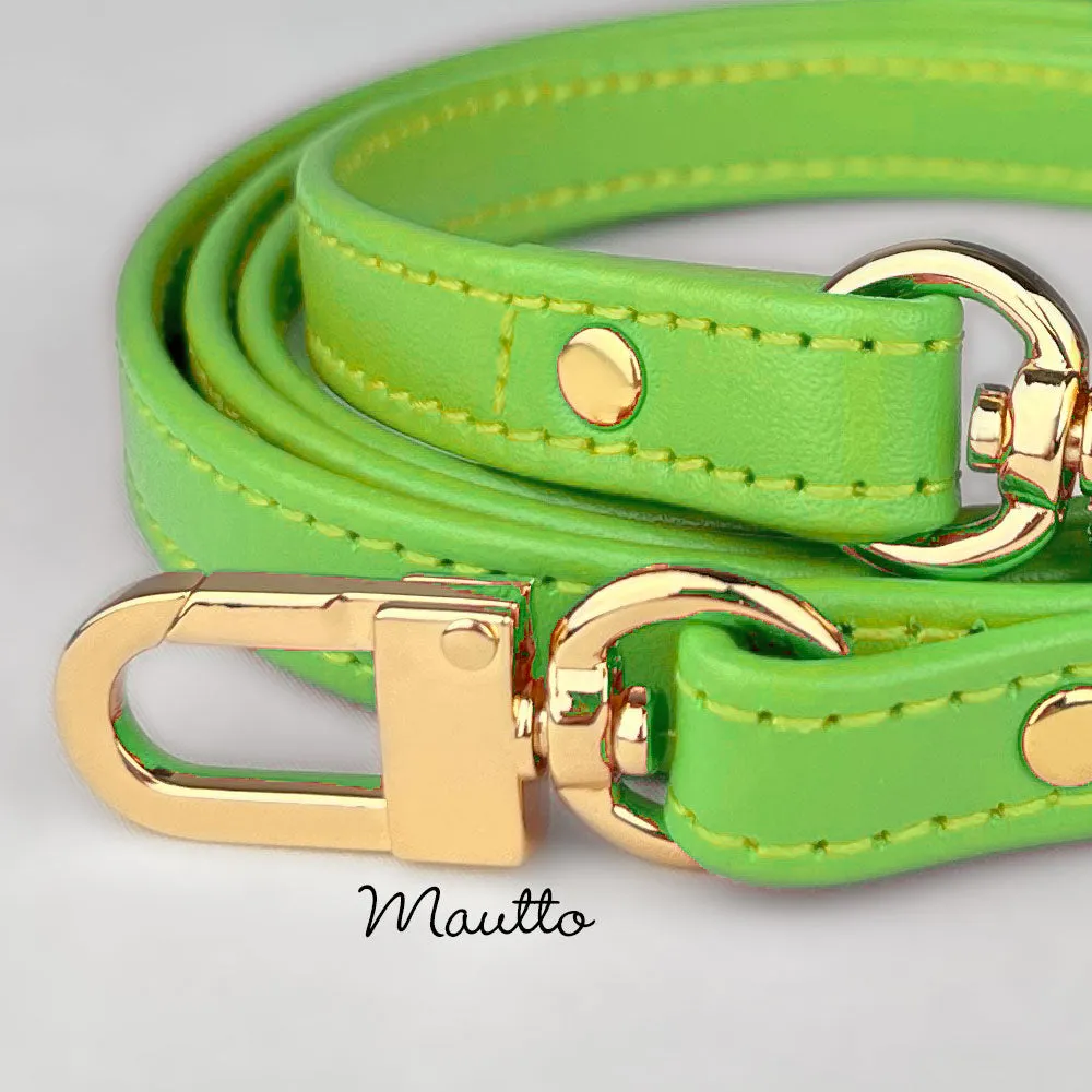 Light Green (Lime) Leather Purse Strap, Handbag Strap or Bandolier - Customize Length (Short Shoulder to Extra Long Crossbody Size) - Half Inch Wide