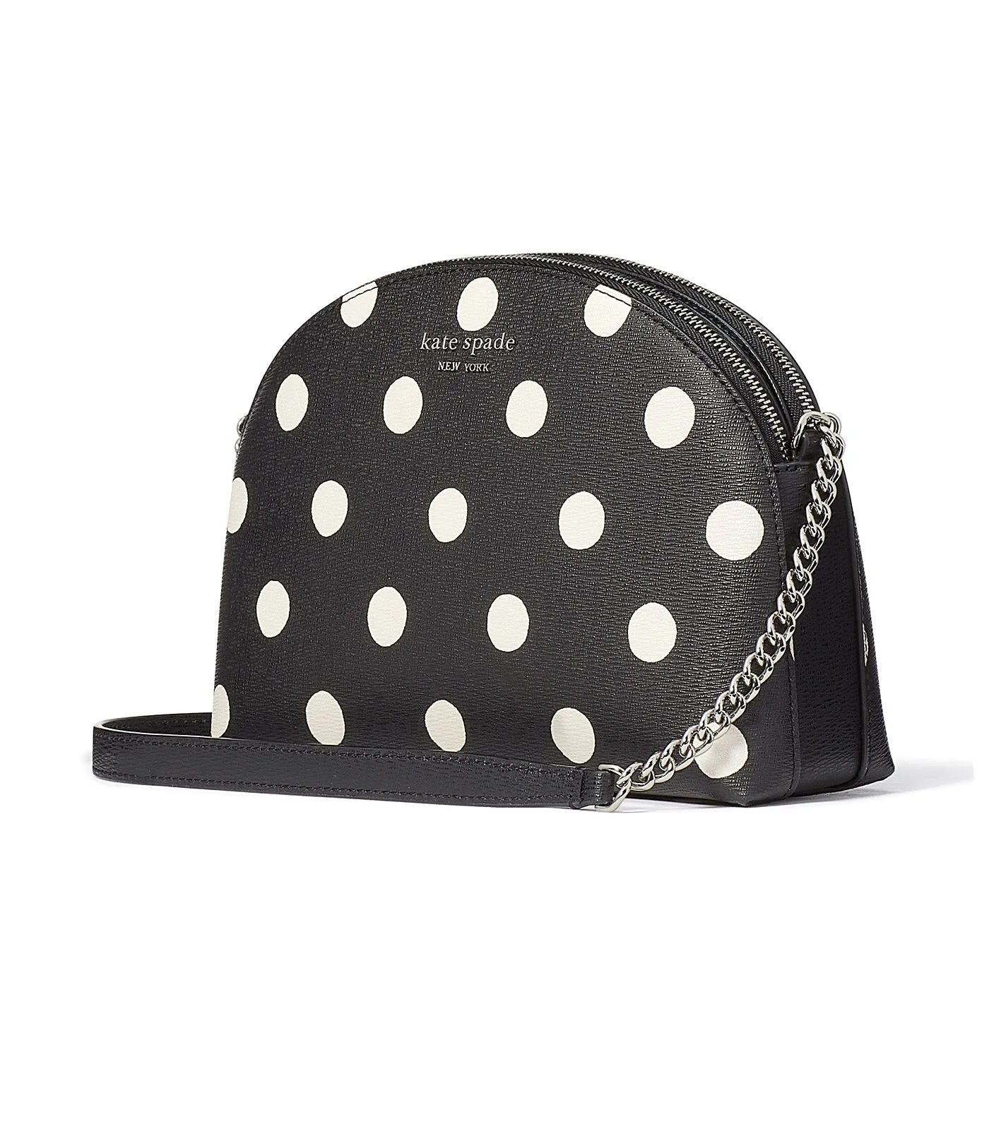 Morgan Sunshine Dot Double-Zip Dome Crossbody Black Multi