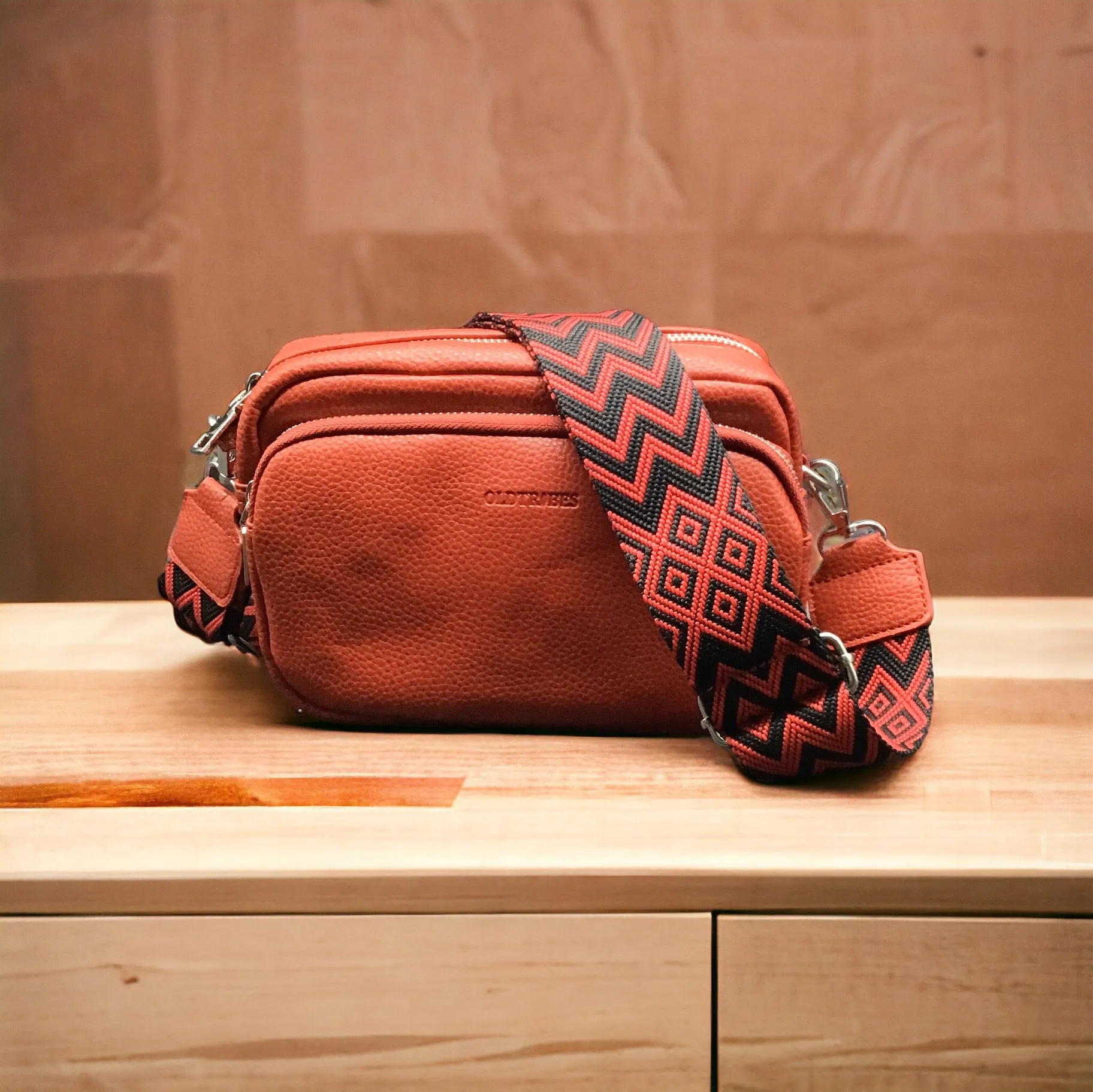 OldTribes™ Red Leather Crossbody Bag