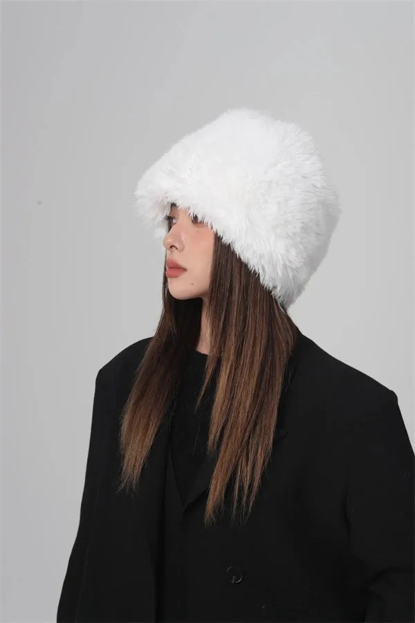 Plush Bucket Hat  Soft Winter Comfort with Ear Protection