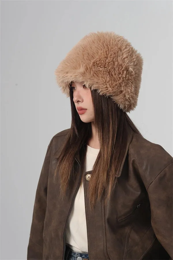 Plush Bucket Hat  Soft Winter Comfort with Ear Protection