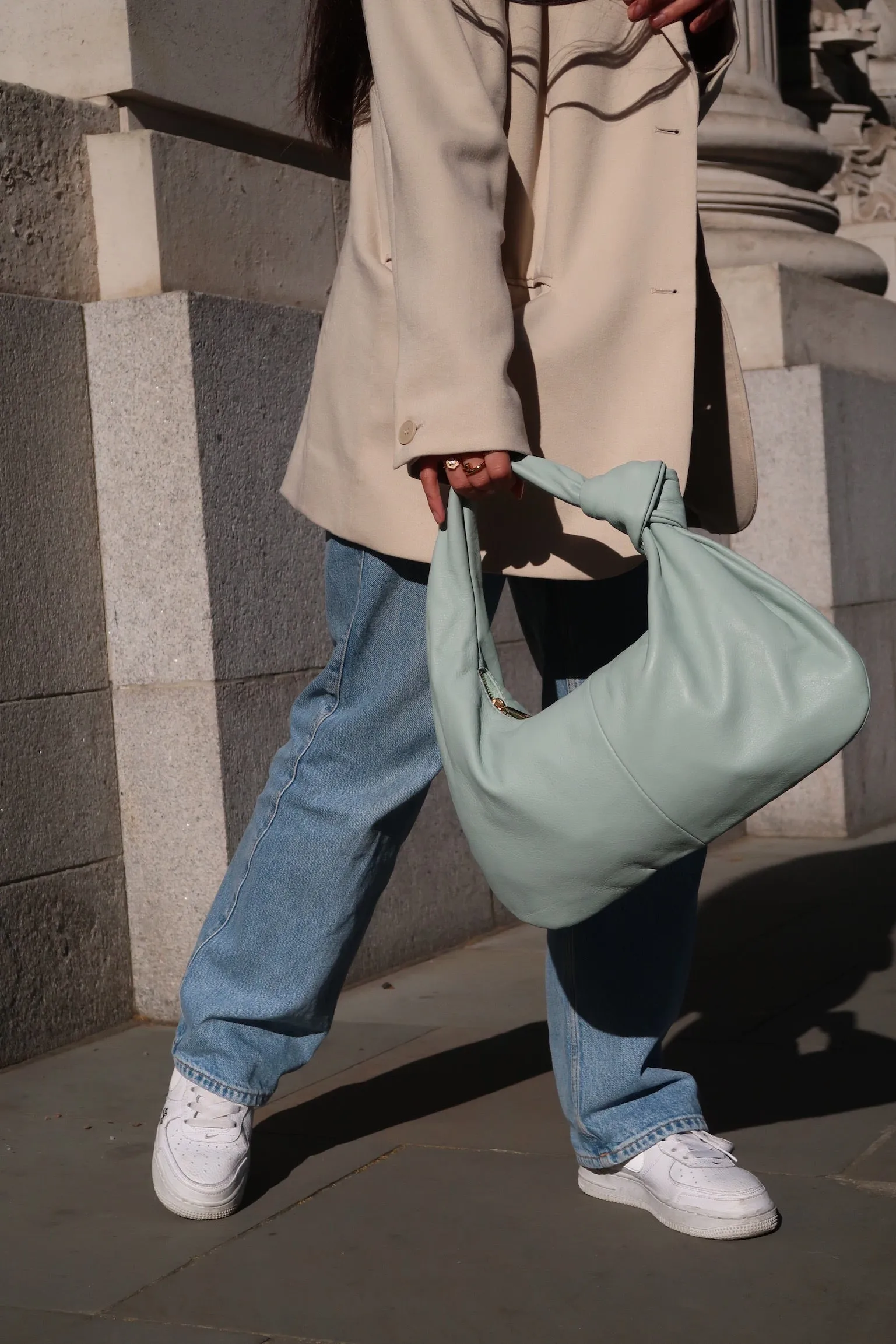 'Pompeii' Slouchy Smooth Leather Bag | Aqua