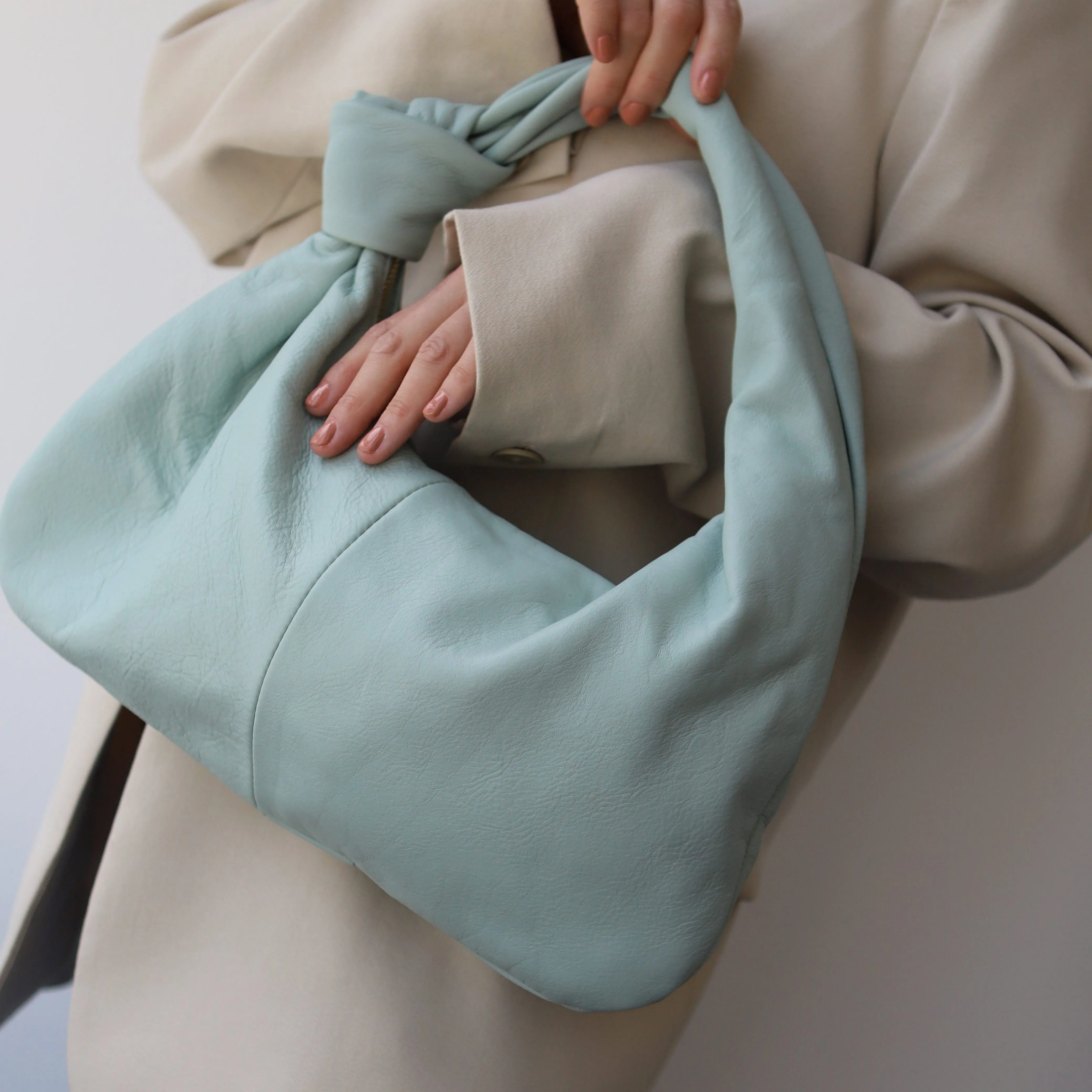 'Pompeii' Slouchy Smooth Leather Bag | Aqua