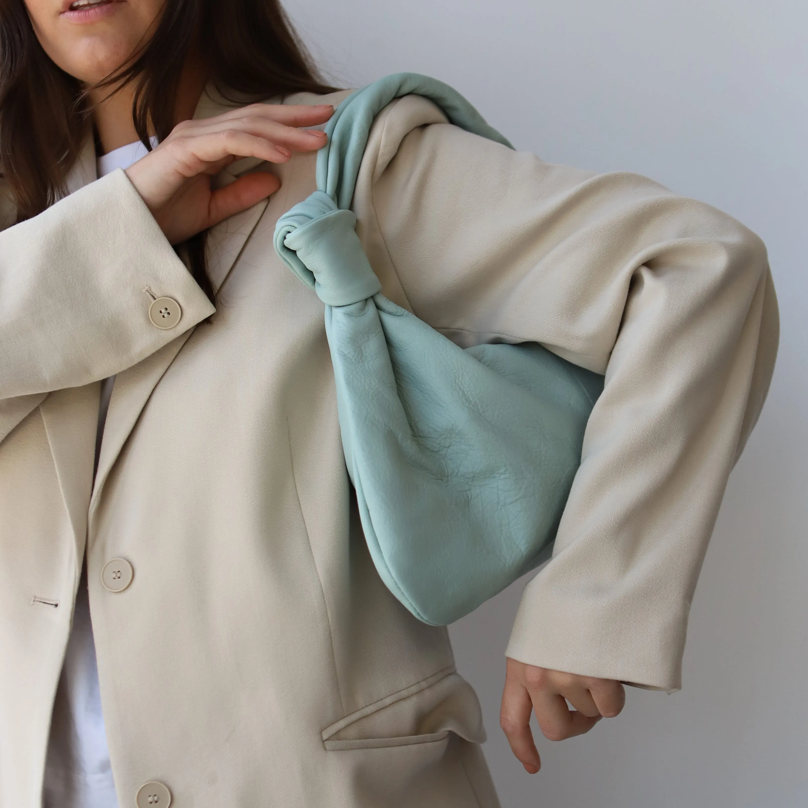 'Pompeii' Slouchy Smooth Leather Bag | Aqua