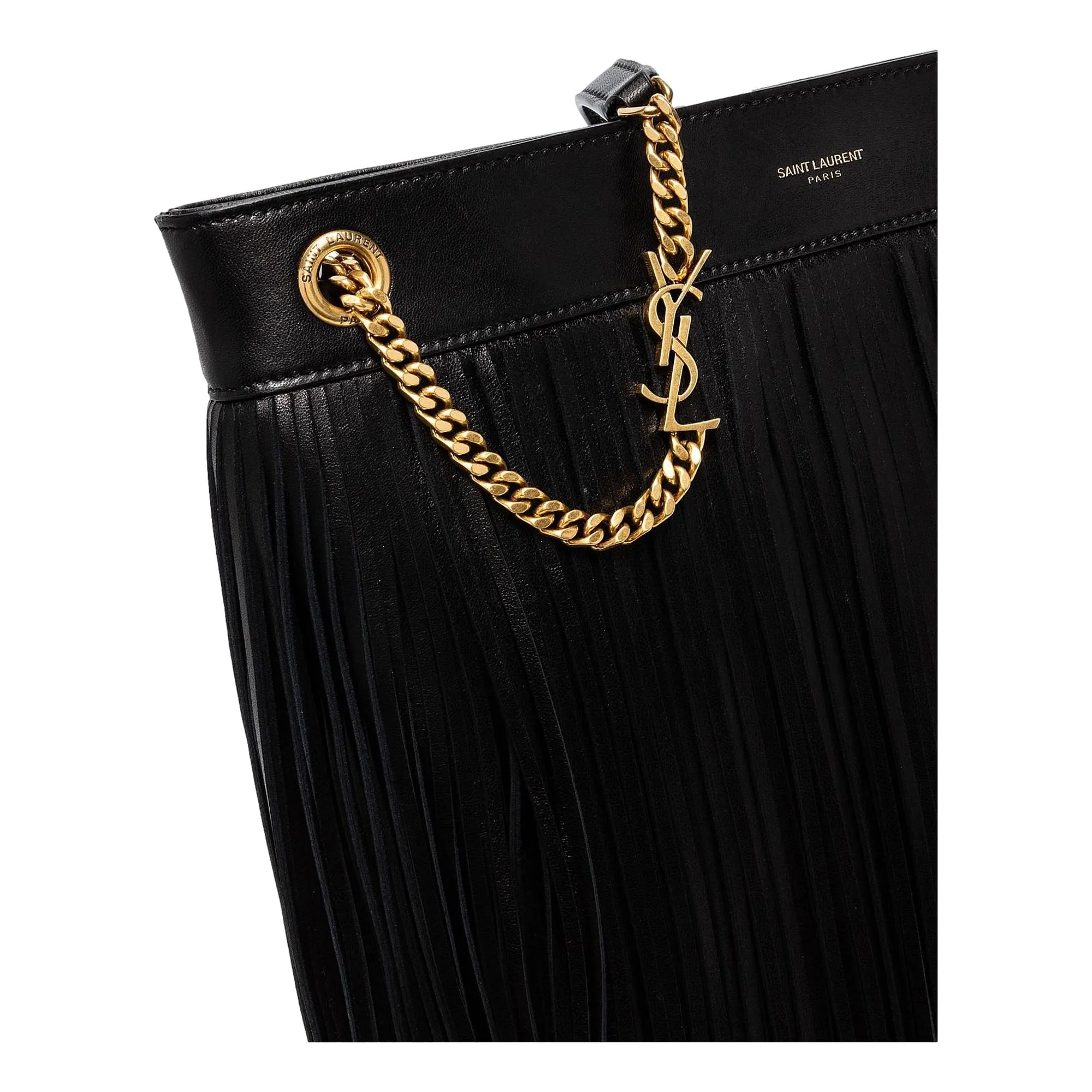 Saint Laurent Grace Black Tassel Leather Hobo Shoulder Bag