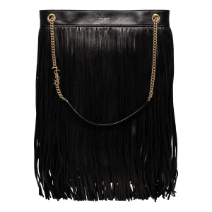 Saint Laurent Grace Black Tassel Leather Hobo Shoulder Bag