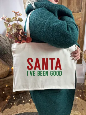 'Santa I've Been Good' Christmas Luxe Shopping Tote Bag