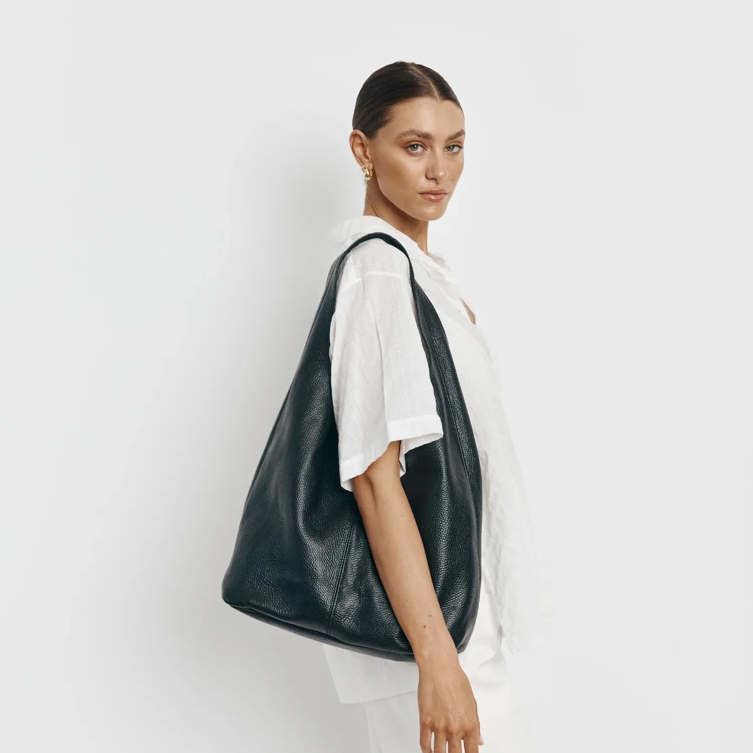 Scarlett Leather Hobo Bag - Black