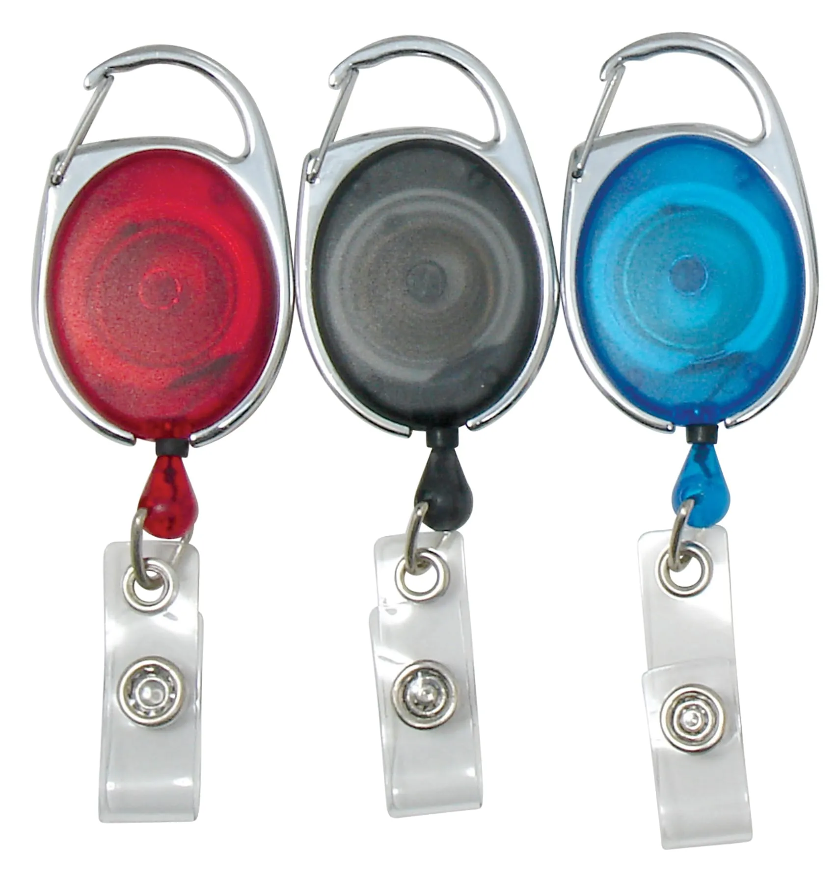 SICURIX Quick Clip ID Badge Reels Oval Strap 3 Pack RED BLUE Smoke (68769)