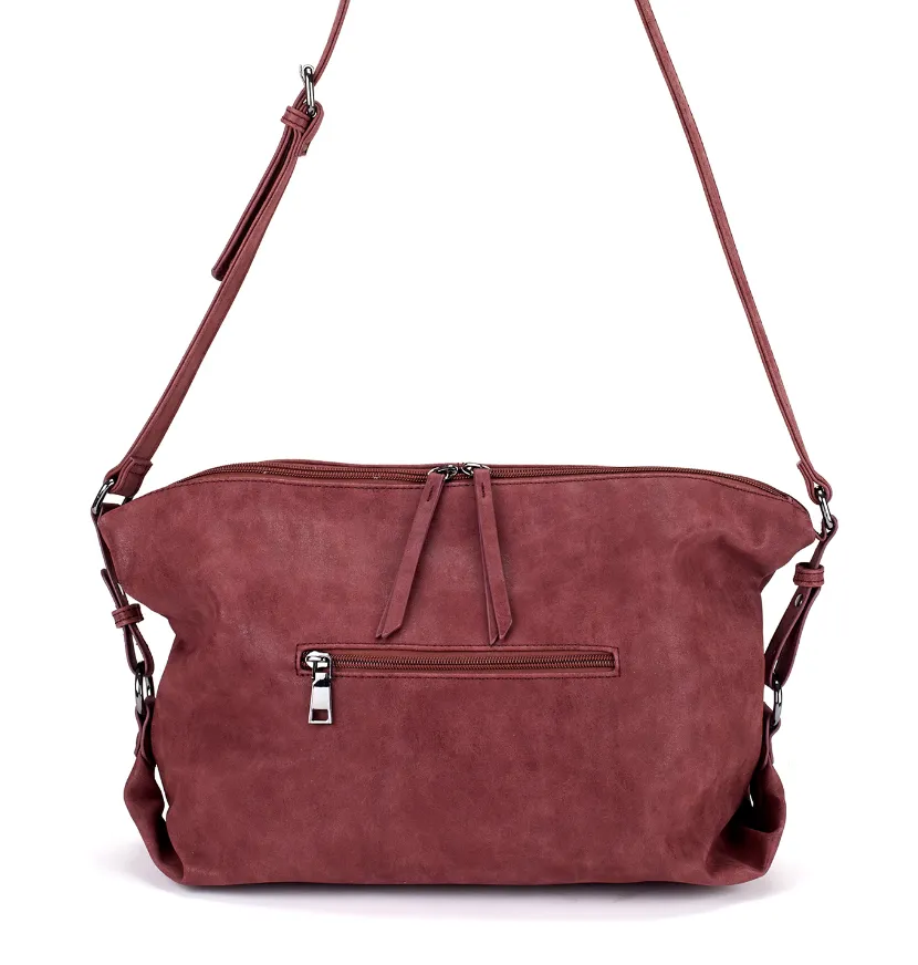 Slouchy East West Bag in Burgundy