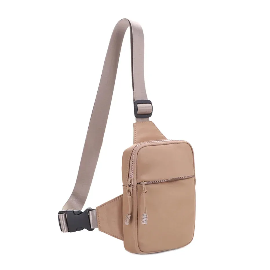 Smooth Zipper Sling Crossbody Bag