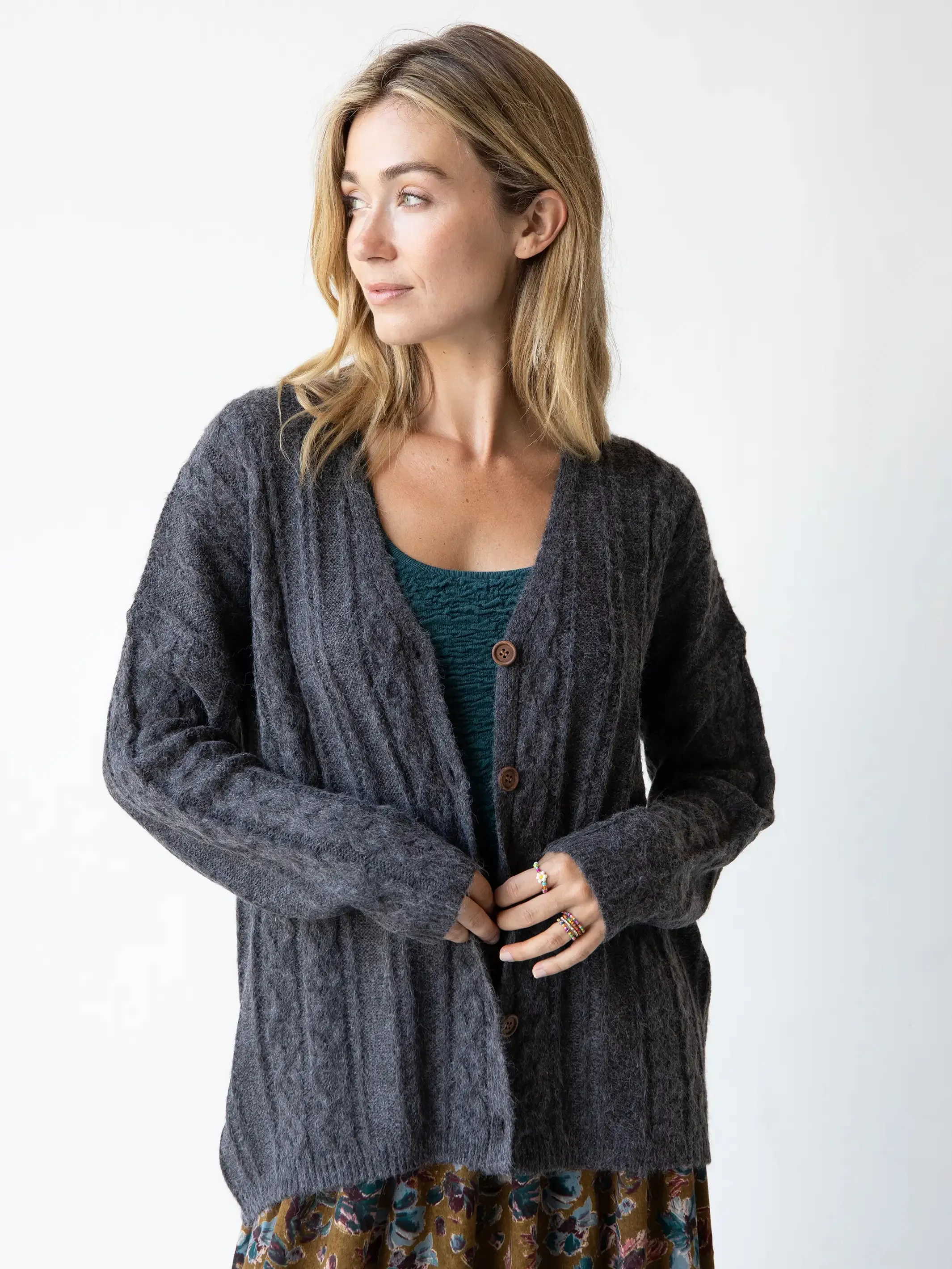 So Soft Grandpa Cardigan - Charcoal