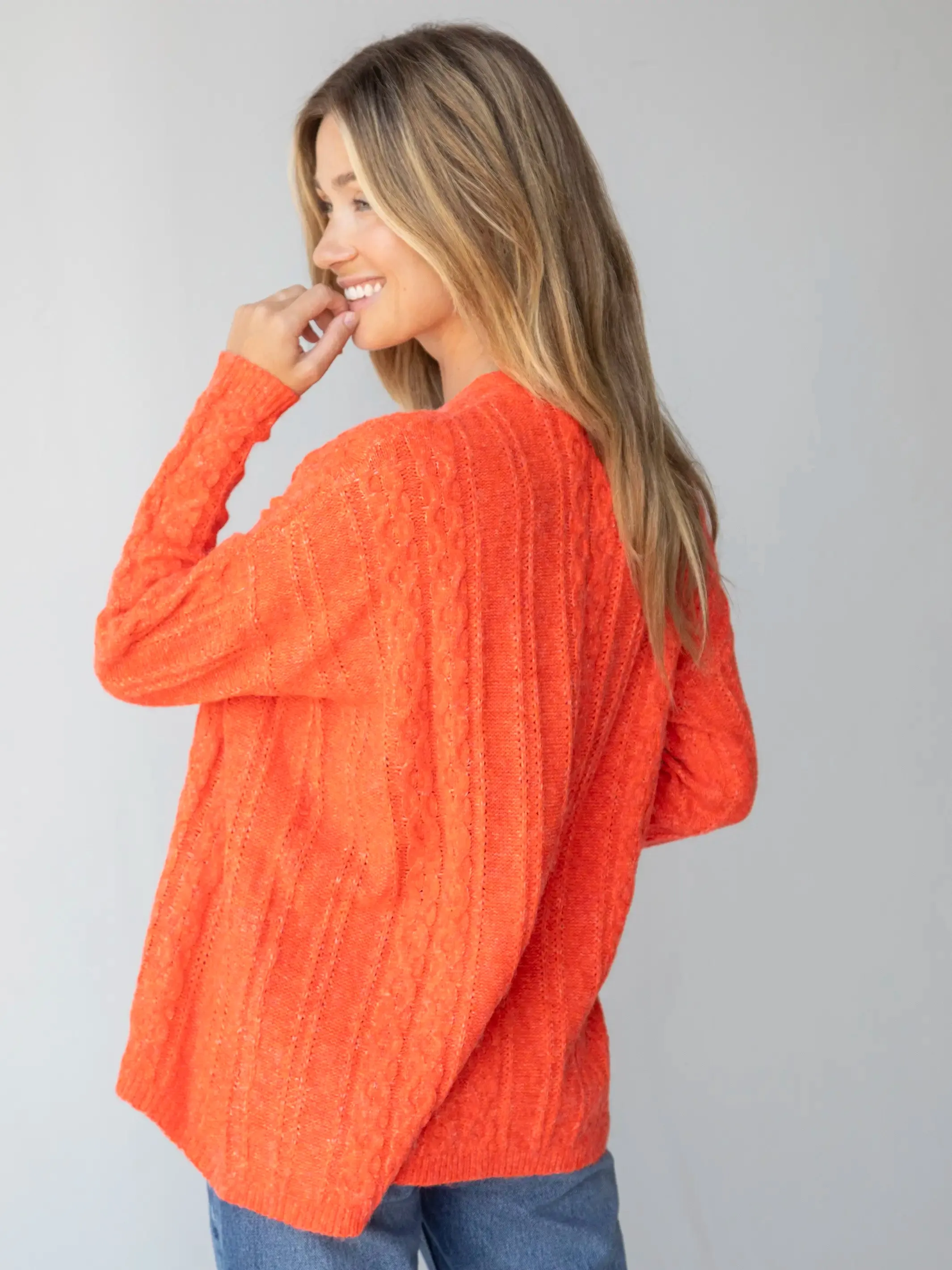 So Soft Grandpa Cardigan - Orange Crush