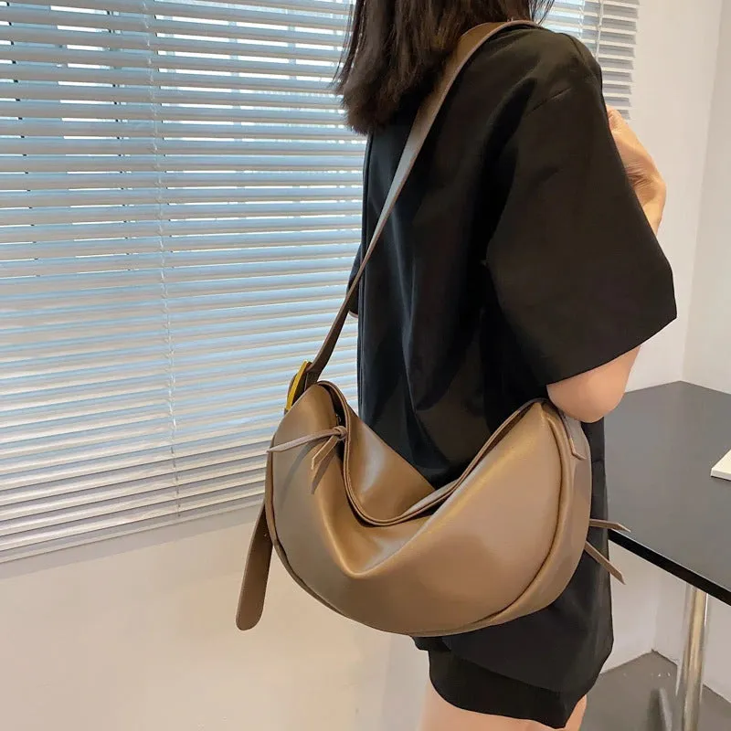 Soft Vegan Leather Crescent-shaped Hobo Crossbody Bags