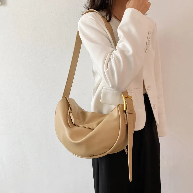 Soft Vegan Leather Crescent-shaped Hobo Crossbody Bags