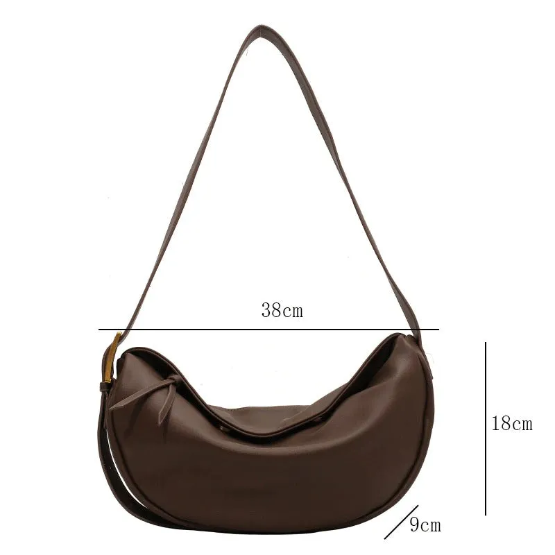 Soft Vegan Leather Crescent-shaped Hobo Crossbody Bags