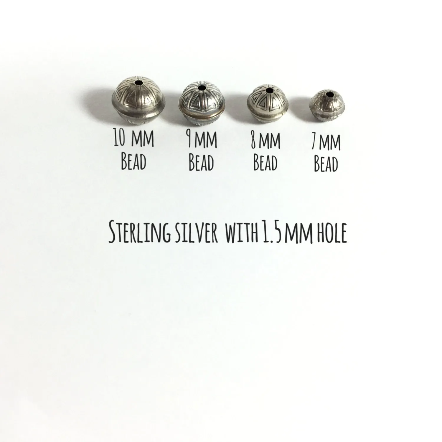 stamped tribal seamed beads, oxidized Sterling silver, 10 mm size, 1.5 mm hole, 10 pack, naive style