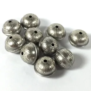 stamped tribal seamed beads, oxidized Sterling silver, 10 mm size, 1.5 mm hole, 10 pack, naive style