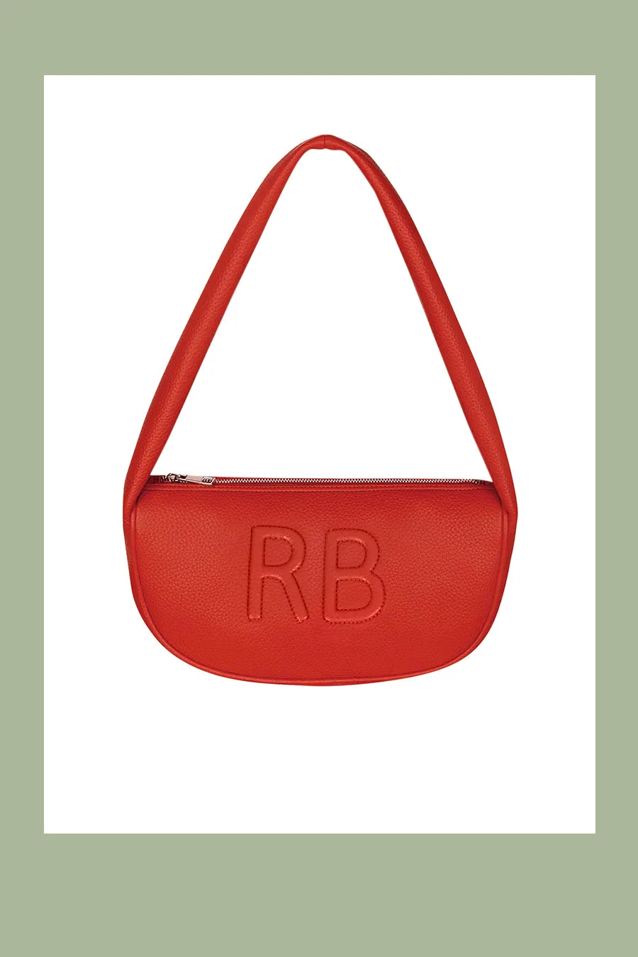 The House of Ganges - Cushy Vegan Leather Shoulder Bag (Handmade Monogram) Trapunto Bright Red