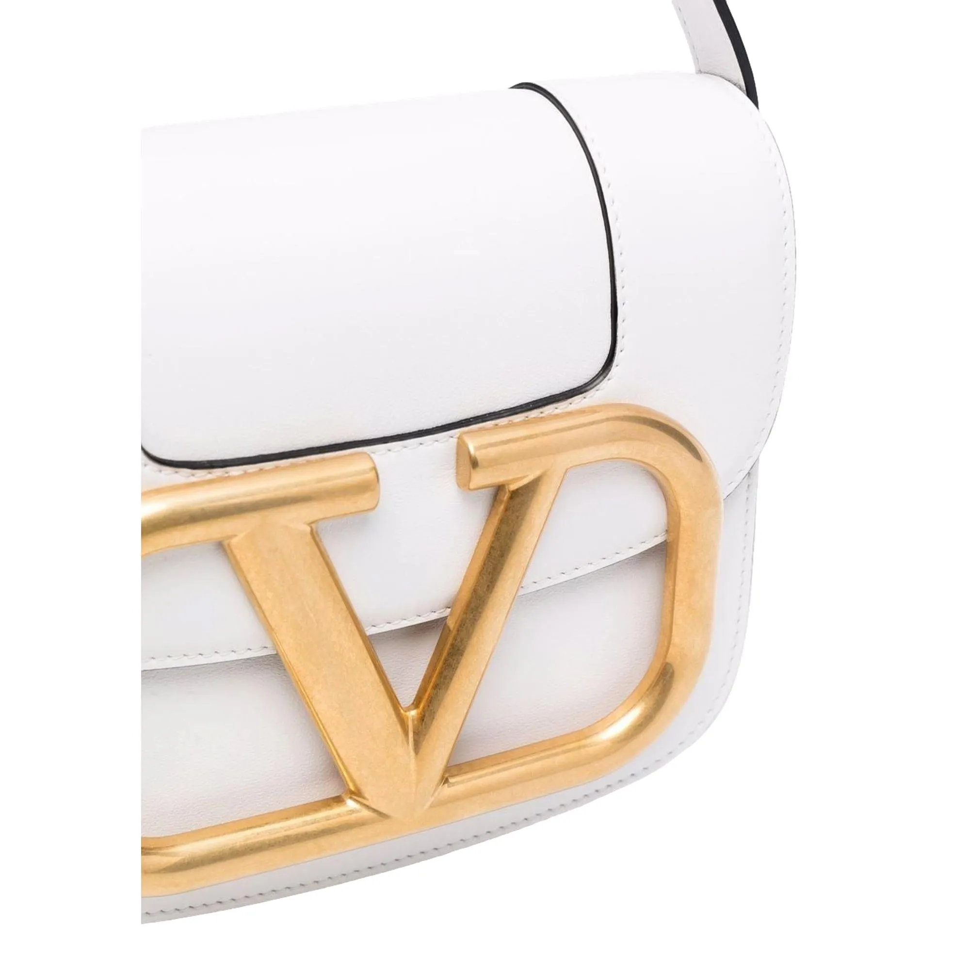 Valentino Garavani Supervee Ivory Leather Small Crossbody Bag